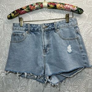 Superdown Distressed Denim Short Jean 27 Frayed High Waist Cut Off Hem